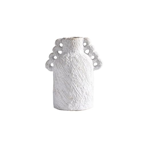 ZIGUIhsou-11 Blumenvase Weiße Vintage Grobe Keramik Vase Reines Weiß Skelett Blumenarrangement Ornament Vase zur Dekoration von ZIGUIhsou-11