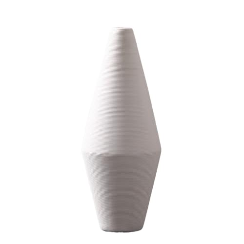 ZIGUIhsou-11 Blumenvase Weiße strukturierte Keramikvase, einfaches Blumenarrangement, getrocknete Blumen, dekoratives Arrangement Vase zur Dekoration von ZIGUIhsou-11