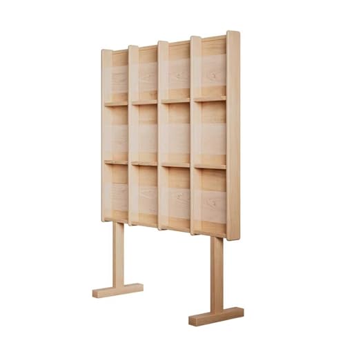 ZIGUIhsou-11 Bodenstehender Zeitschriftenständer Boden-Zeitschriftenständer Massivholz Lesebücherregal Display Rack Kreative Boden Zeitung CD Display Rack Zeitungsständer(Cream White) von ZIGUIhsou-11