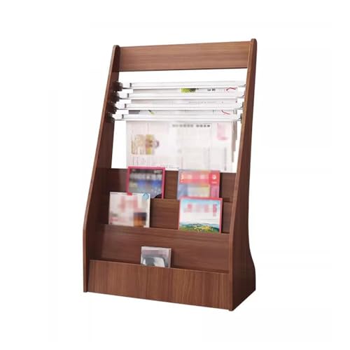 ZIGUIhsou-11 Bodenstehender Zeitschriftenständer Bodenstehendes Büro-Zeitungsregal aus Holz, Bücherregal, Präsentationsständer for Werbematerialien Zeitungsständer(Bruin) von ZIGUIhsou-11