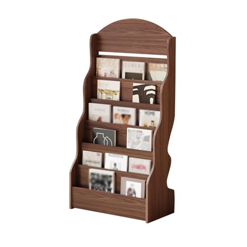 ZIGUIhsou-11 Bodenstehender Zeitschriftenständer Bücherregal Zeitschriftenständer Zeitungsständer Boden Büro Wand Broschüre Lagerung Informationen Display Rack Zeitungsständer(Walnut) von ZIGUIhsou-11