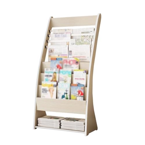 ZIGUIhsou-11 Bodenstehender Zeitschriftenständer Büro-Zeitungsständer, bodenstehendes Bücherregal aus Holz, Zeitschriftenständer, Präsentationsständer for Werbematerialien Zeitungsständer(Weiß) von ZIGUIhsou-11