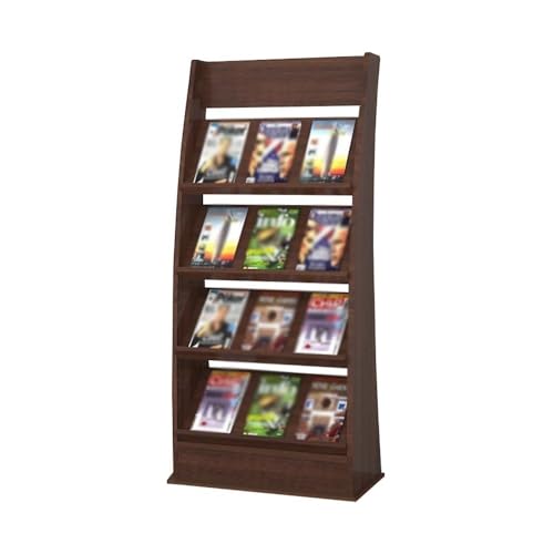 ZIGUIhsou-11 Bodenstehender Zeitschriftenständer Holz-Zeitschriftenständer, bodenstehender Informationsständer, Aufbewahrung von Werbeartikeln, Boden-Zeitungsständer Zeitungsständer(Walnut) von ZIGUIhsou-11