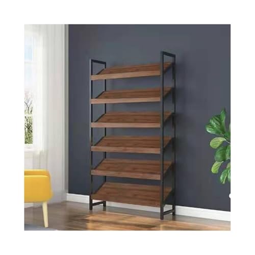 ZIGUIhsou-11 Bodenstehender Zeitschriftenständer Modernes Design Zeitschriftenständer Holz Lagerregal Schräg Display Bücherregale Boden-zu-Decke Werbung Zeitungsständer(Black+Dark Walnut) von ZIGUIhsou-11