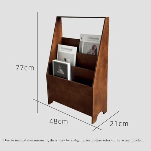 ZIGUIhsou-11 Bodenstehender Zeitschriftenständer Nordic Magazine Rack Einfaches Bücherregal Dreischichtiges Poster Rack Wohnzimmer Zeitungsständer Display Rack Storage Zeitungsständer(Walnut) von ZIGUIhsou-11