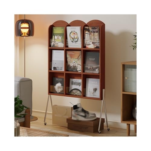 ZIGUIhsou-11 Bodenstehender Zeitschriftenständer Retro Massivholz Zeitschriftenständer Balkon Leseständer Französisch Einfache Zeitungsständer Bücherregal Zeitungsständer(Walnut) von ZIGUIhsou-11