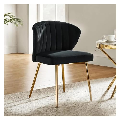 ZIGUIhsou-11 Esszimmerstuhl Esszimmerstuhl aus Samt, moderner Kleiner Schminkstuhl mit Metallrückenlehne, eleganter getufteter Akzentstuhl ohne Armlehnen, Wohnzimmer für Küche und Esszimmer(Schwarz) von ZIGUIhsou-11