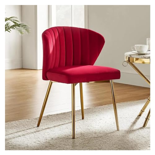 ZIGUIhsou-11 Esszimmerstuhl Esszimmerstuhl aus Samt, moderner Kleiner Schminkstuhl mit Metallrückenlehne, eleganter getufteter Akzentstuhl ohne Armlehnen, Wohnzimmer für Küche und Esszimmer(Red) von ZIGUIhsou-11