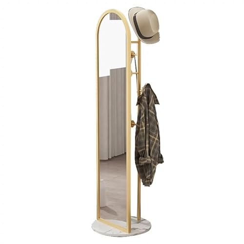 ZIGUIhsou-11 Ganzkörperspiegel Eisen-Marmor-Drehspiegel-Garderobenständer for Zuhause, einfacher moderner Ankleideständer, Schlafzimmer-Boden-Kleiderständer mit Ständer von ZIGUIhsou-11