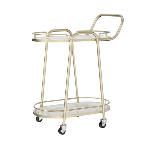 ZIGUIhsou-11 Kücheninselwagen 2-stöckiger Barwagen, Küchenwagen auf Rädern, moderner tragbarer Couchtisch for Zuhause, mobiler Servierwagen Rollender Küchenwagen(Weiß) von ZIGUIhsou-11