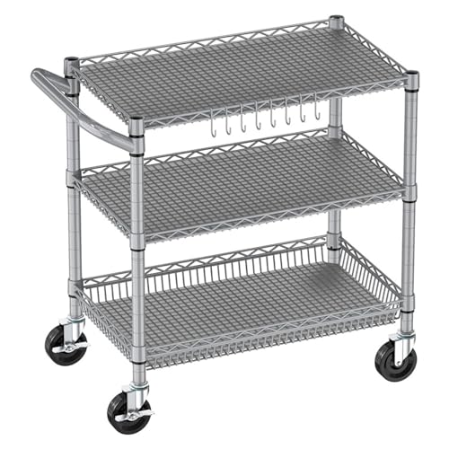 ZIGUIhsou-11 Kücheninselwagen Fahrbarer Küchen-Insel-Wagen, verstellbare Regale, Metalllagerung mit Griff und Regal-Futter Rollender Küchenwagen von ZIGUIhsou-11