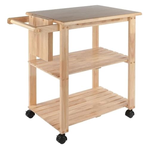 ZIGUIhsou-11 Kücheninselwagen Holzküche Natürliche Küchenmöbel Lagerwagen Kücheninseltisch Küchenlagerinsel Rollender Küchenwagen von ZIGUIhsou-11
