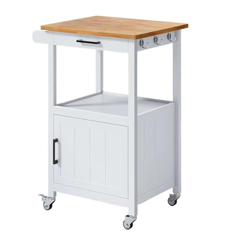 ZIGUIhsou-11 Kücheninselwagen Rolling Kitchen Island Cart mit Schublade Lagerung auf Rädern kleine Home Coffee Bar Mikrowellen Stand Tisch/Schrank EIN Rollender Küchenwagen(Weiß) von ZIGUIhsou-11