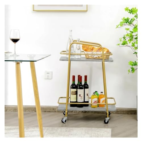 ZIGUIhsou-11 Kücheninselwagen Servierwagen, Servierwagen auf Rädern, rollendes Küchenregal mit Griff, goldfarben Rollender Küchenwagen von ZIGUIhsou-11