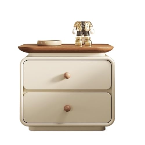 ZIGUIhsou-11 Nachttisch Nachttisch aus Holz mit Tablett, Aufbewahrung for das Schlafzimmer, Aufbewahrungsschrank mit Doppelschublade, Esszimmerschrank, Farbe Beige(Klein) von ZIGUIhsou-11