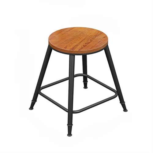 ZIGUIhsou-11 Pub Barhocker Barhocker mit Holzsitz und Eisenbeinen, Vintage-Hochstuhl ohne Rückenlehne(Mittel) von ZIGUIhsou-11