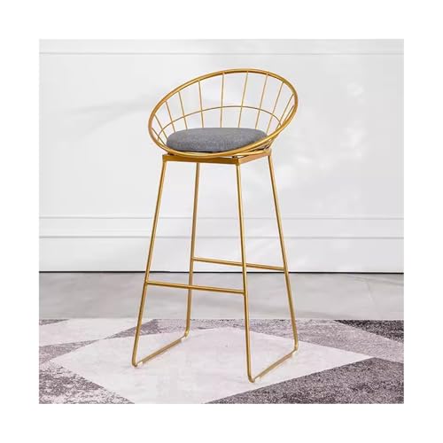 ZIGUIhsou-11 Pub Barhocker Barstuhl, einfache und modische Rückenlehne, Eisenkunst, Haushalts-Esszimmerstuhl, hochbeiniger Bekleidungsgeschäftshocker von ZIGUIhsou-11