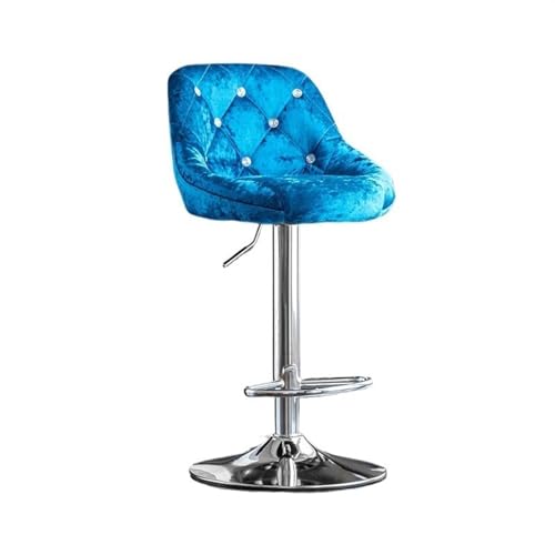 ZIGUIhsou-11 Pub Barhocker Einfacher hoher Hocker mit Rückenlehne, 60–80 cm, drehbar, for den Haushalt, Küchenstuhl, Leichter Luxus-Mode-Barstuhl(Blue) von ZIGUIhsou-11