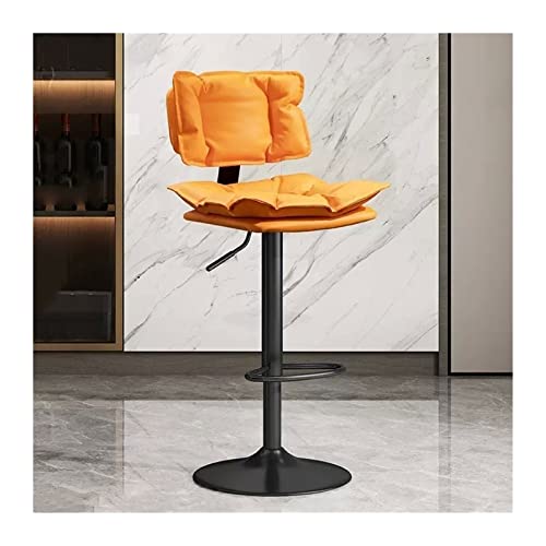 ZIGUIhsou-11 Pub Barhocker Höhenverstellbarer Barstuhl (63–83 cm), einfacher Insel-Hochhocker, Kassierer-Hochstuhl, Sitz aus PU-Leder(Orange) von ZIGUIhsou-11