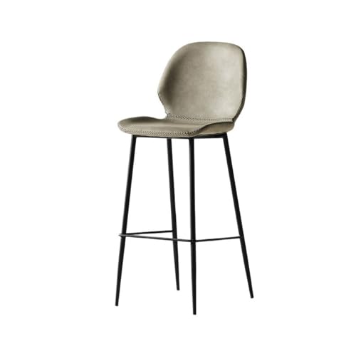 ZIGUIhsou-11 Pub Barhocker Home Kitchen Hochhocker, Leichter Luxus-Bar-Loungesessel, hohe Rückenlehne, modische Barhocker aus PU-Leder(Light Gray) von ZIGUIhsou-11