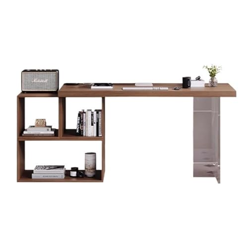 ZIGUIhsou-11 Schreibtisch Moderner Schreibtisch mit Acrylbeinen, platzsparender PC-Tisch aus Holz modularem Bücherregal(L) von ZIGUIhsou-11