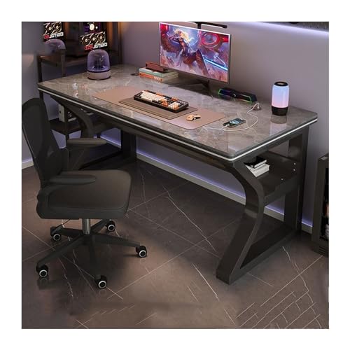 ZIGUIhsou-11 Schreibtisch PC-Tisch aus gehärtetem Glas, Desktop-Schlafzimmer, Zuhause, Studenten-Studiertisch, moderner, einfacher Büroschreibtisch, Leichter Luxus-Gaming-Tisch(Grigio,120x60x75cm) von ZIGUIhsou-11