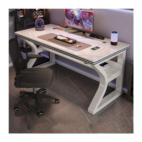ZIGUIhsou-11 Schreibtisch PC-Tisch aus gehärtetem Glas, Desktop-Schlafzimmer, Zuhause, Studenten-Studiertisch, moderner, einfacher Büroschreibtisch, Leichter Luxus-Gaming-Tisch(Weiß,120x60x75cm) von ZIGUIhsou-11