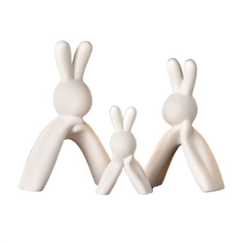 ZIGUIhsou-11 Schreibtischdekor Kaninchenfamilie mit DREI kleinen Ornamenten, Eingang, Wohnzimmer, TV-Schrank, kreative Keramik, Zimmer, Heim, weiche Dekorationen(Weiß) von ZIGUIhsou-11