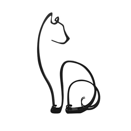 ZIGUIhsou-11 Schreibtischdekor Kreative Cartoon-Desktop-Ornamente, einfache Linien, Eisenkatze, Kunsthandwerk, Arbeitszimmer, Büro, Schreibtisch, Dekorationen(A) von ZIGUIhsou-11