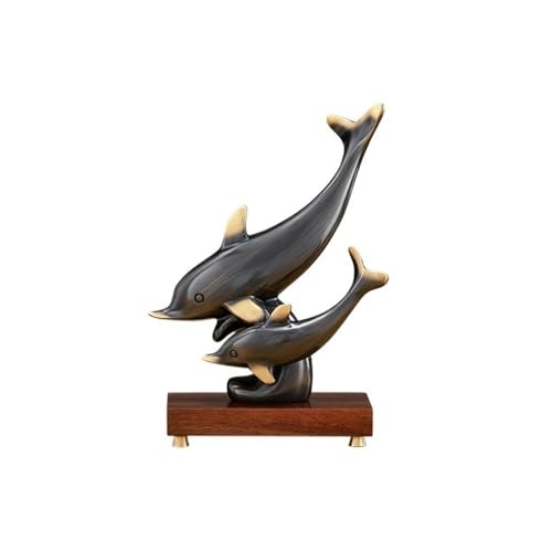ZIGUIhsou-11 Schreibtischdekor Licht Luxus Wohnzimmer Büro Einfache Desktop Dekoration Kupfer Delphin Form Ornamente von ZIGUIhsou-11