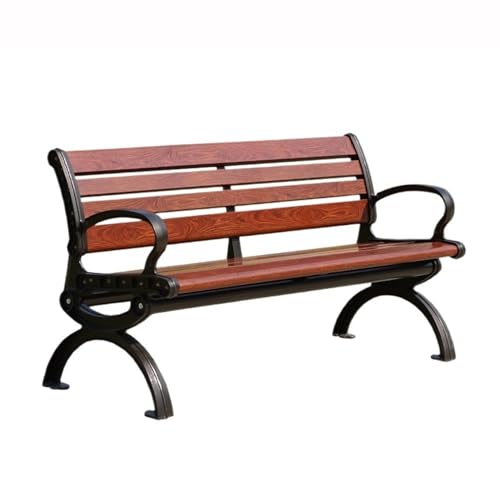 ZIGUIhsou-11 Terrassenbank Braune Aluminium-Freizeit-Rückenlehne-Outdoor-Bank-Parkbank 1,5/1,8 m Gartenmöbel für draußen(Groß) von ZIGUIhsou-11
