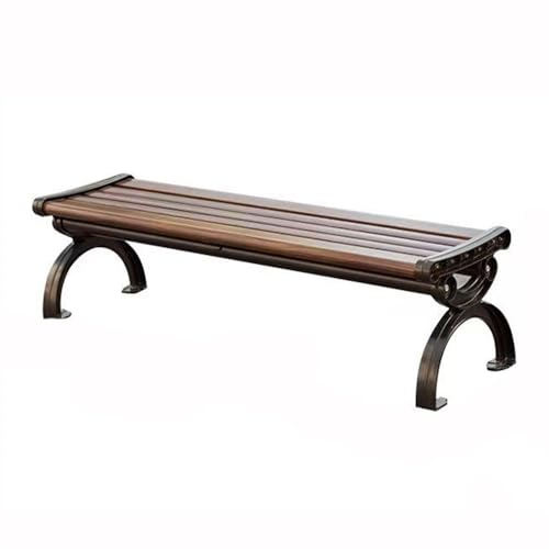 ZIGUIhsou-11 Terrassenbank Braune Aluminium-Parkbank for den Außenbereich, rückenfreie Bank for Freizeit im Freien Gartenmöbel für draußen(Mittel) von ZIGUIhsou-11