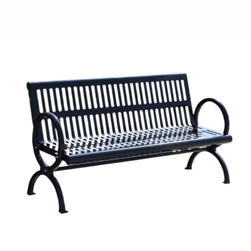 ZIGUIhsou-11 Terrassenbank Edelstahl Rückenlehne Outdoor Bank Multiperson Park Bank 1,5/1,8 Meter Gartenmöbel für draußen(Groß) von ZIGUIhsou-11