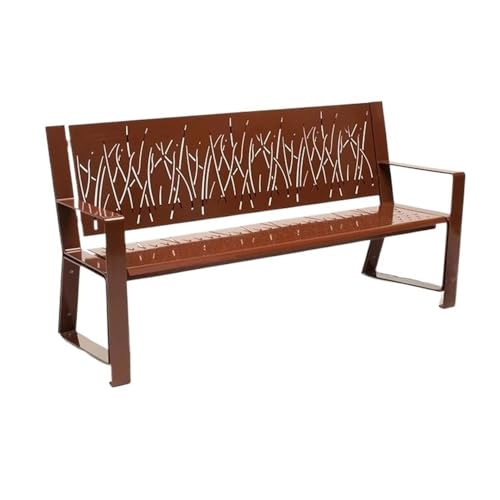 ZIGUIhsou-11 Terrassenbank Garten-Rückenlehnenbank mit Armlehnen, Stuhl aus durchbrochenem Stahlmuster, for den Freizeitsitz auf dem Balkon im Freien Gartenmöbel für draußen(Klein) von ZIGUIhsou-11