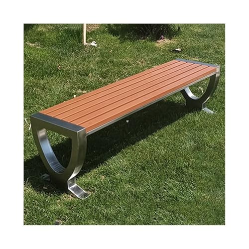 ZIGUIhsou-11 Terrassenbank Kreuzbeine Edelstahlrahmen Holzsitzplatte Outdoor Bank Terrasse Gartenmöbel für draußen(Mittel) von ZIGUIhsou-11