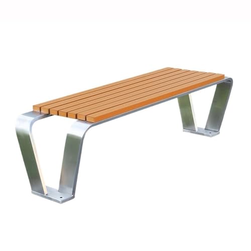 ZIGUIhsou-11 Terrassenbank Kunststoff-Holz-Außenbank ohne Rückenlehne for Zwei Freizeitparks, Außenbank aus Edelstahl Gartenmöbel für draußen von ZIGUIhsou-11
