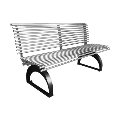 ZIGUIhsou-11 Terrassenbank Park-Außenbank, Doppelstuhl aus Edelstahl, Lounge-Sitz mit Rückenlehne for Gartenterrasse Gartenmöbel für draußen(Mittel) von ZIGUIhsou-11