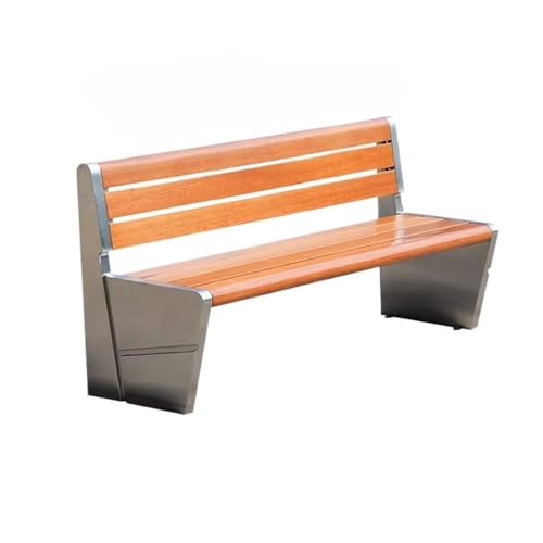 ZIGUIhsou-11 Terrassenbank Park Outdoor Bank Holz Doppel Rückenlehne Edelstahl Outdoor Bank Terrasse Gartenmöbel für draußen(Mittel) von ZIGUIhsou-11
