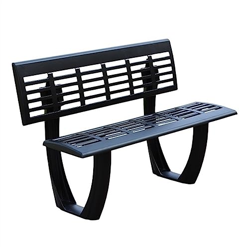 ZIGUIhsou-11 Terrassenbank Parkstuhl for den Außenbereich mit Rückenlehne, schwarzes Aluminiumguss, 47,5/59,0 Zoll Gartenweg, Deckhof Gartenmöbel für draußen(150x56x86cm) von ZIGUIhsou-11