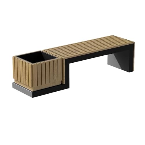 ZIGUIhsou-11 Terrassenbank Rückenlehnenlose Holzbank mit Stahlbodenplatte, geeignet for Veranda, Innenhof, Terrasse, Parksitze Gartenmöbel für draußen(XL) von ZIGUIhsou-11
