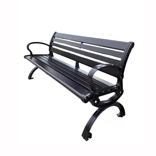 ZIGUIhsou-11 Terrassenbank Schwarzer Aluminiumlegierung-Parkstuhl, Außenbank, Freizeit-Rückenlehnenbank Gartenmöbel für draußen(Mittel) von ZIGUIhsou-11