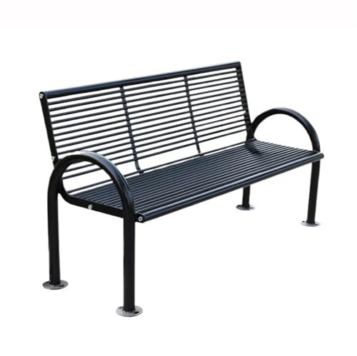 ZIGUIhsou-11 Terrassenbank Verzinkte Gartenbank mit Rückenlehne Mehrpersonen-Parkbank Gartenmöbel für draußen(Schwarz) von ZIGUIhsou-11