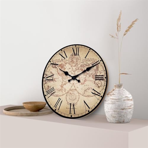 ZIGUIhsou-11 Wanduhr Exquisite Wanduhr im Retro-Stil ohne Ticken, geräuschlose Uhr, Wanddekoration for Wohnzimmer und Schlafzimmer Nicht tickend(10 Inch) von ZIGUIhsou-11