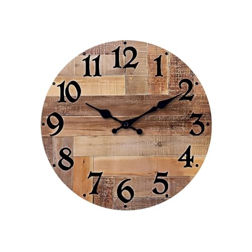 ZIGUIhsou-11 Wanduhr Ländliche Retro-Imitation Holzmaserung Maserung Holz Wanduhr 10/12/14/16 Zoll Stille Dekorative Uhr Nicht tickend(12 Inch) von ZIGUIhsou-11