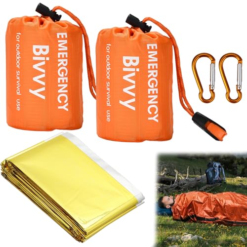 ZIGefofo 3 Stück Notfall Überleben Schlafsack Survival Biwaksack Erste Hilfe Decke Silber Gold Notfalldecke Rettungsdecke Wasserdicht Notfallzelt Kälteschutz Hitzeabweisend für Outdoor Camping Wandern von ZIGefofo