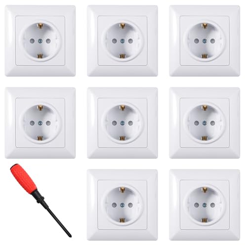 ZIGefofo 8 Stück Steckdosen Unterputz Set Komplett Schuko Steckdose mit Kindersicherung 1 Fach Schutzkontakt Wandsteckdosen mit Erhöhtem Berührungsschutz Weiß 82 mm für Wohnzimmer Küche Büro ZIGefofo 8 Stück Steckdosen Unterputz Set Komplett Schuko Steckdose mit Kindersicherung 1 Fach Schutzkontakt Wandsteckdosen mit Erhöhtem Berührungsschutz Weiß 82 mm für Wohnzimmer Küche Büro von ZIGefofo
