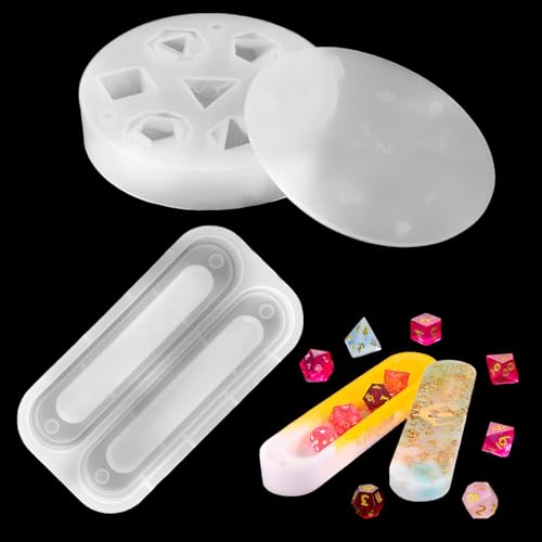 ZIGefofo DND Würfel Silikonform und Würfel Aufbewahrungsbox Silikonform Polyedrische Würfel Tischspiele Spielwürfel Gießform mit Zahlen Würfelschale Form für Handgefertigt Dekoration Kunsthandwerk ZIGefofo DND Würfel Silikonform und Würfel Aufbewahrungsbox Silikonform Polyedrische Würfel Tischspiele Spielwürfel Gießform mit Zahlen Würfelschale Form für Handgefertigt Dekoration Kunsthandwerk von ZIGefofo