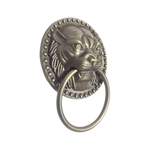 1 Stück, Türklopfer mit Löwenkopf aus antikem Messing, glückverheißender kleiner Zugring, Türgriff Massivholz, Glastürgriff, Ornament-Türknöpfe Für Eingangstür Tor(Bronze) von ZIHDKE