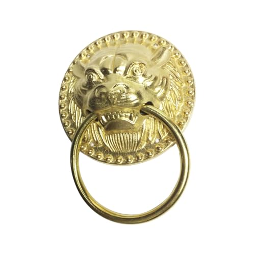 1 Stück, Türklopfer mit Löwenkopf aus antikem Messing, glückverheißender kleiner Zugring, Türgriff Massivholz, Glastürgriff, Ornament-Türknöpfe Für Eingangstür Tor(Gold) von ZIHDKE