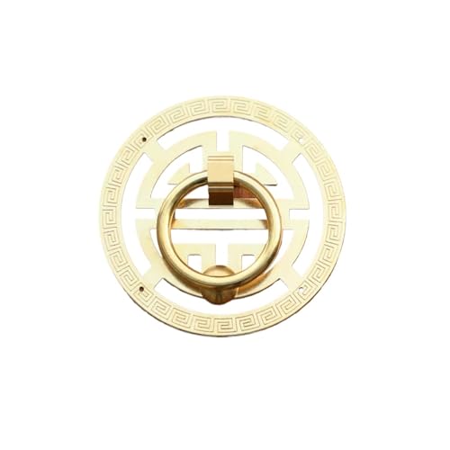 1 Stück, ausgehöhlte Kupferringgriffe, Vintage-Schrank, Küchengriff, Holztürknauf, Türklopfer, Messing-Schubladengriffe Für Eingangstür Tor(Brass,7.5cm) von ZIHDKE